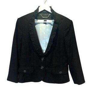 White House Black Market Women’s Dotted Blazer Ruffle collar 3/4 Sleeves Size 12